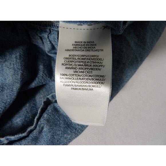 Polo Ralph Lauren Dress Girls Sz 12 Chambray Blue Drop Waist Cottage Core - Picture 13 of 15